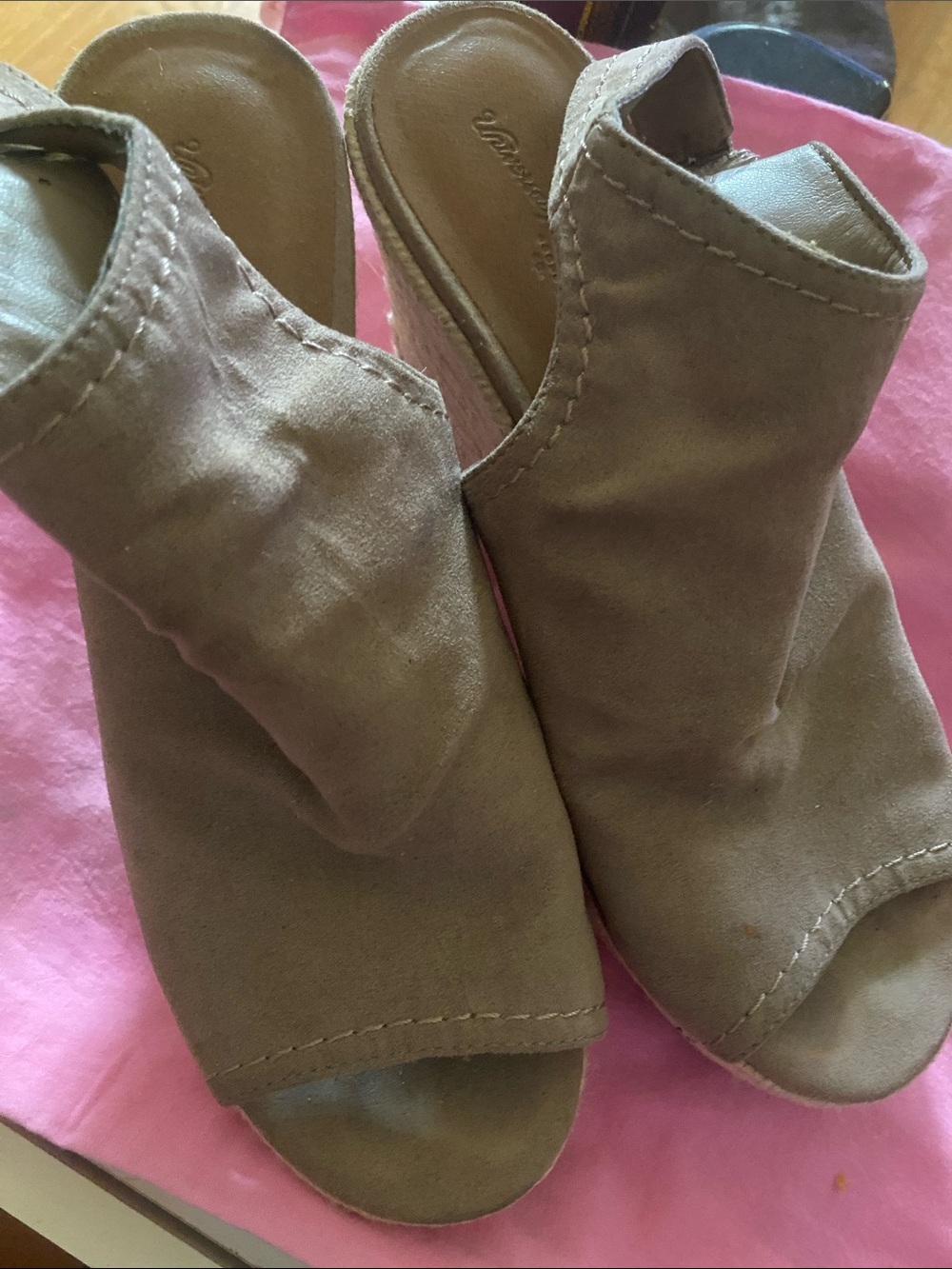 Universal Thread Beige suede wedge sandals